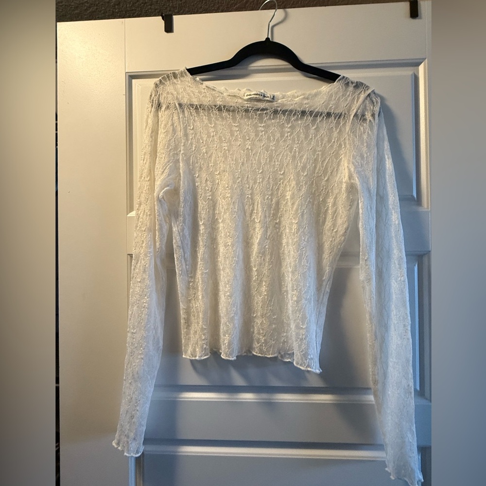 Abercrombie & Fitch Sheer White Lace Blouse